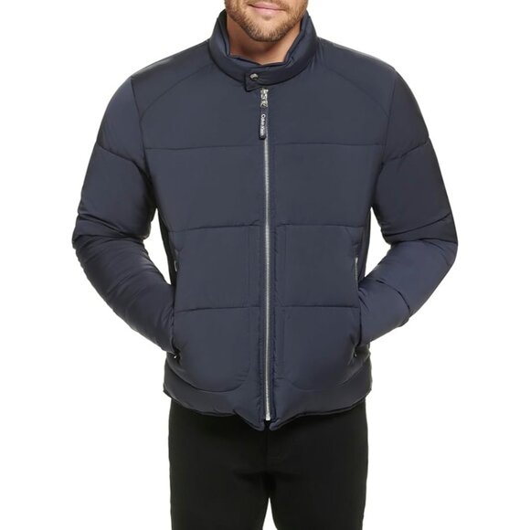 Calvin Klein Everyday Essential Jacket Large Blue Lightweight Puffer Stretch